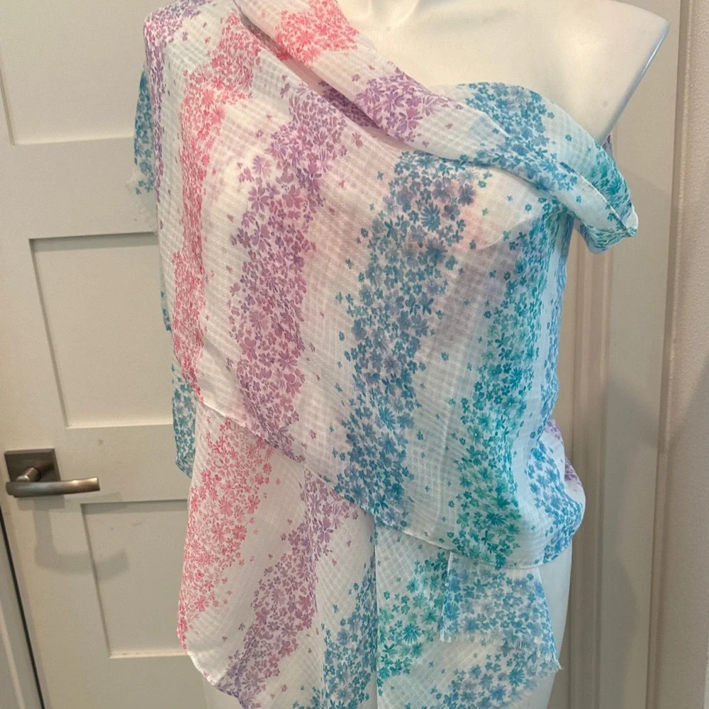 Talbots Pastel Floral Colorful Scarf